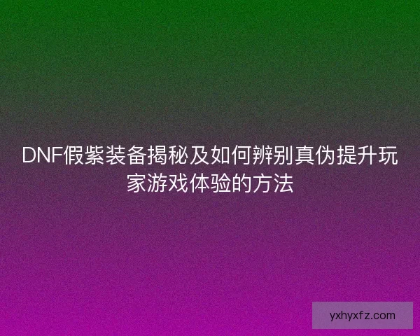 DNF假紫装备揭秘及如何辨别真伪提升玩家游戏体验的方法